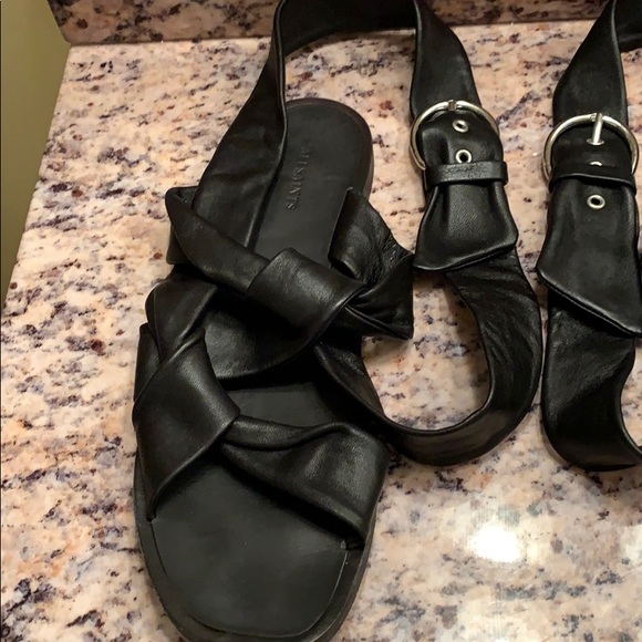 all saints black leather sandals